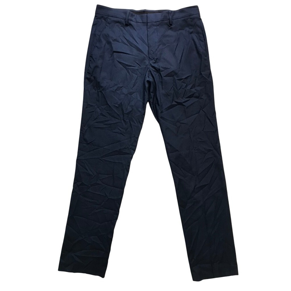 Perry Ellis Portfolio Dress Pants Mens 33x32 Blue Slim Fit Stretch Non-Iron